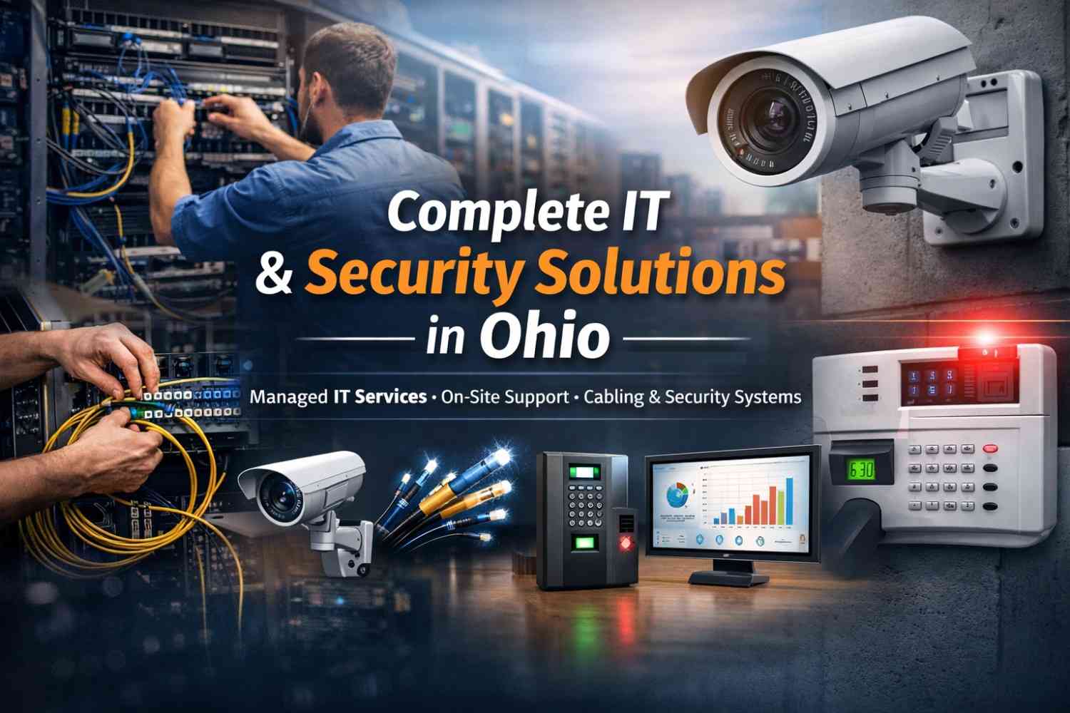 Complete IT and security solutions in Ohio including managed IT services, CCTV installation, cabling, and access control systems