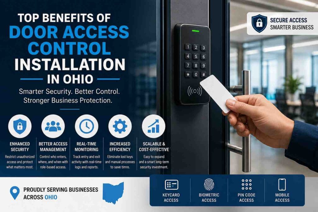 Door access control installation in Ohio with smart keycard entry system for business security and access management