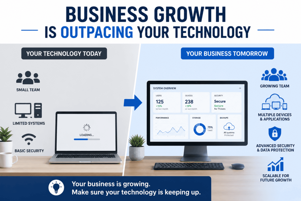 Business growth outpacing technology infrastructure and the need for professional IT support services