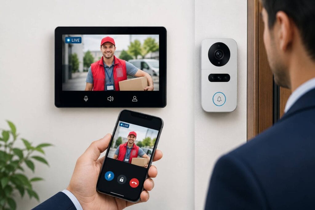 AI-powered surveillance system for business security with smart cameras, real-time monitoring, and intelligent threat detection.