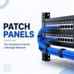Patch panel organizing structured network cables for efficient cable management and business network connectivity