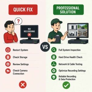 Quick fix vs professional solution for security camera recording problems