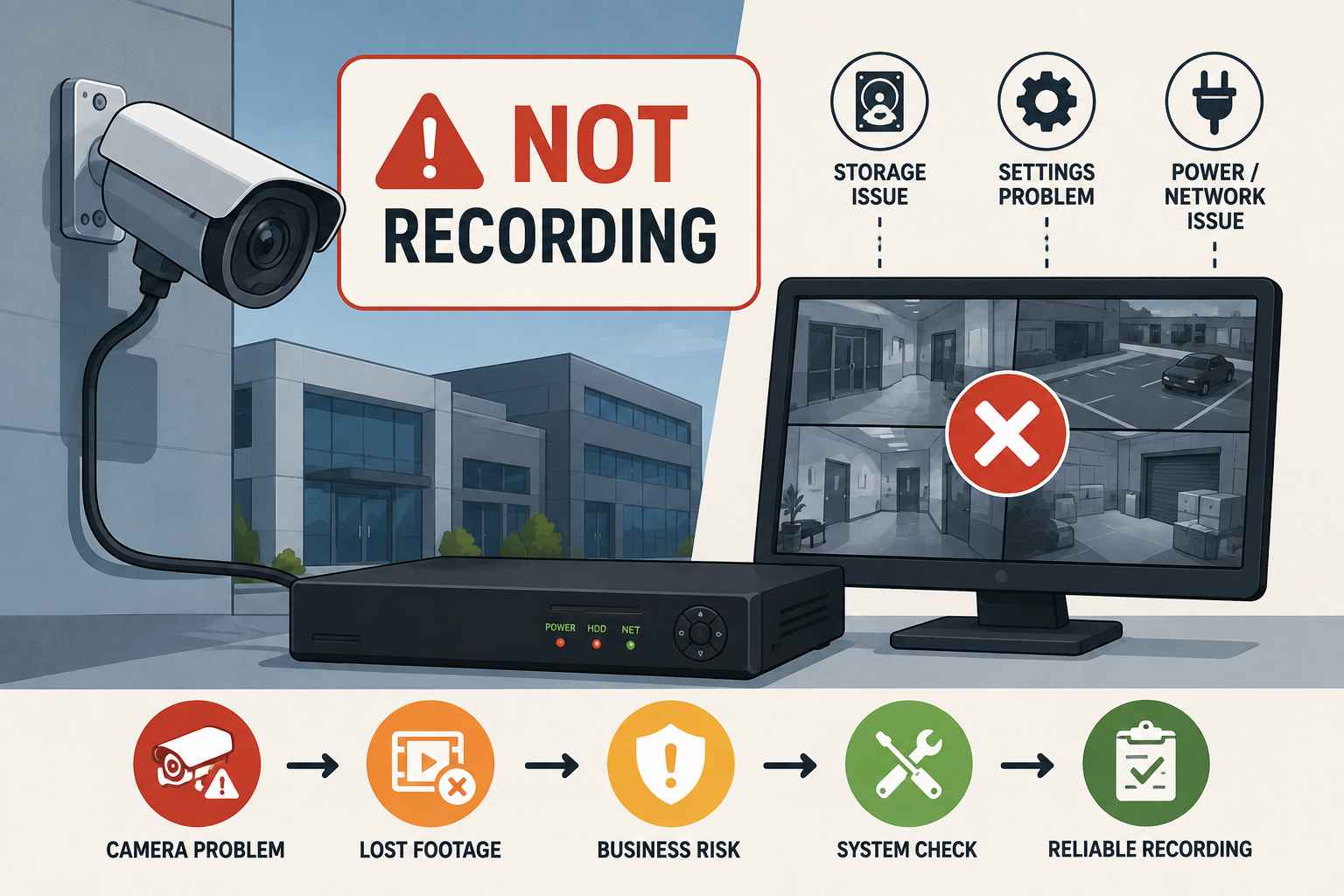 Security Camera Not Recording? Why Commercial Systems Lose Footage