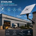 StarLink satellite internet installed outside a warehouse for fast business connectivity