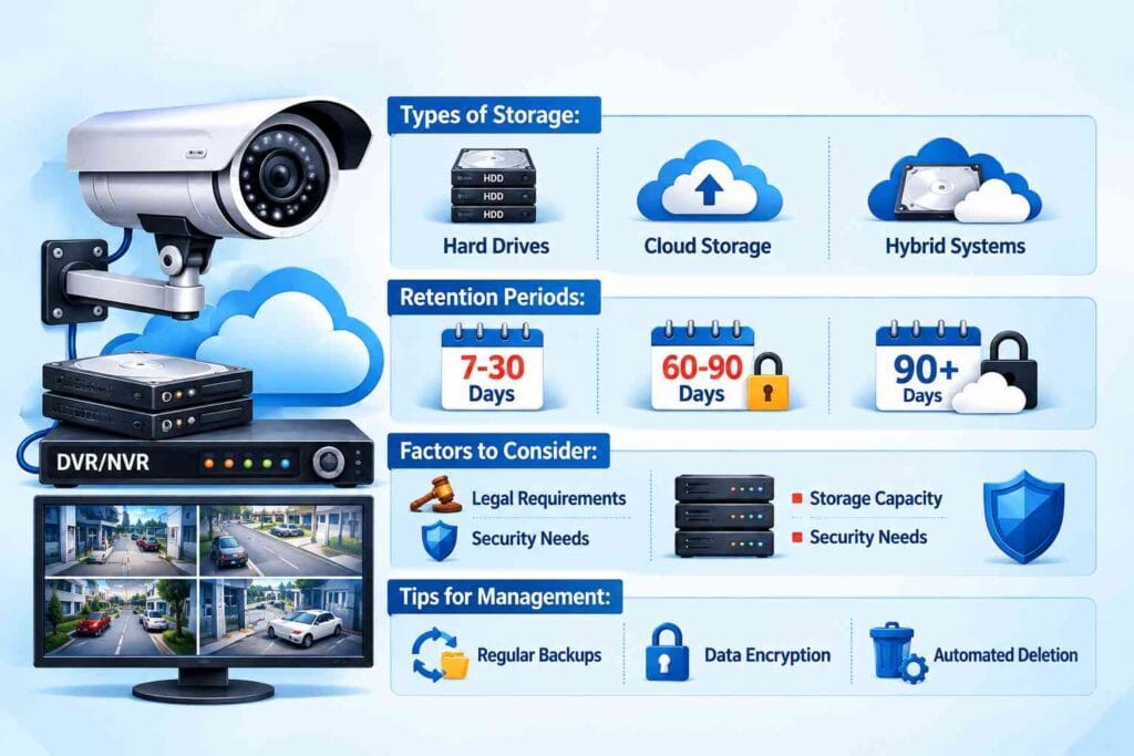 Commercial CCTV storage and security camera footage retention system