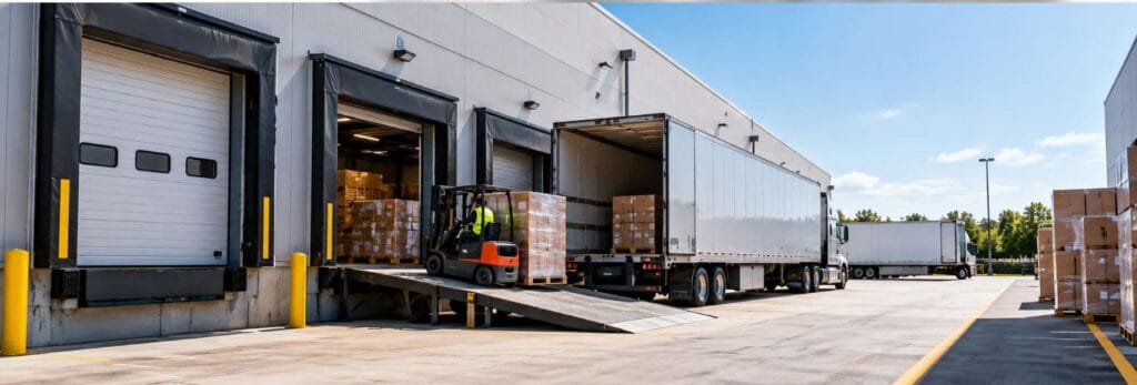 Security cameras monitoring commercial loading docks and delivery areas